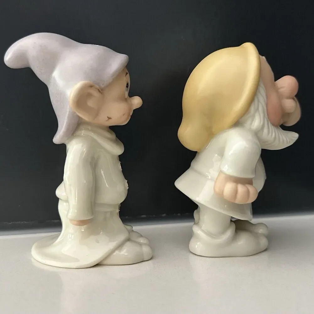 Vintage Lenox Disney Dopey&Sneezy Salt Pepper Shakers 24K Gold Hand Painted 90’s